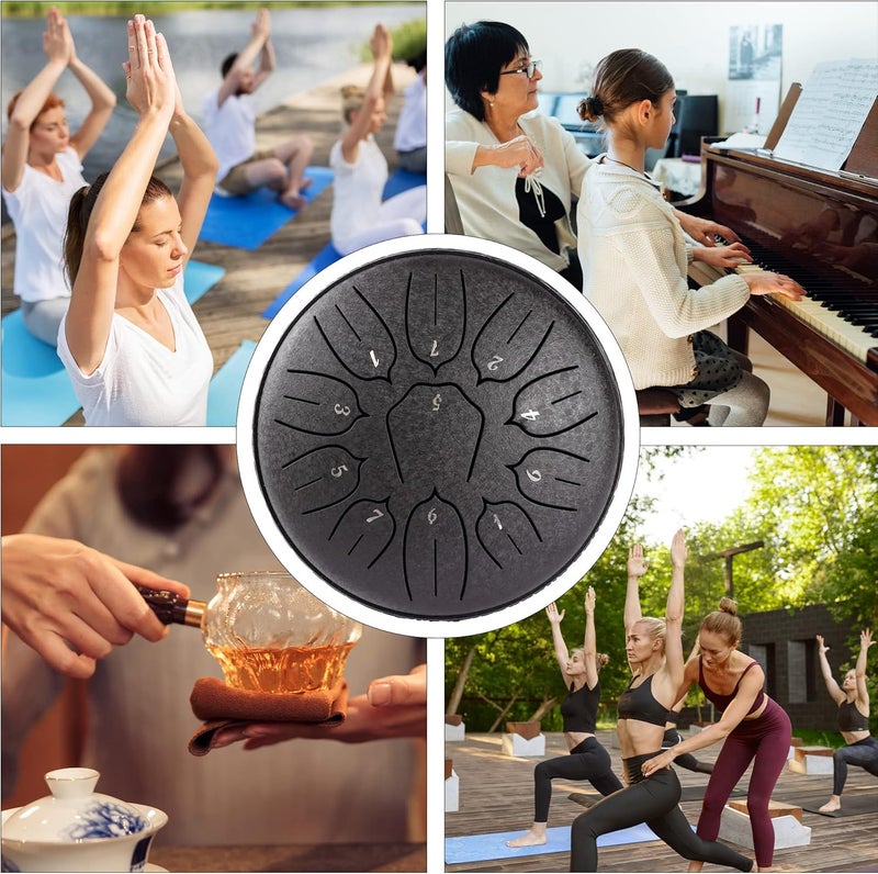 harmuhos Steel Tongue Drum 11 Note 6 Inches D-Key Tank Drum Handpan Drum Percussion Instrument for Meditation Entertainment Musical Education Concert Mind Healing Yoga - Image 5